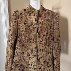 Sag Harbor Brown Floral Women's Vintage Blazer